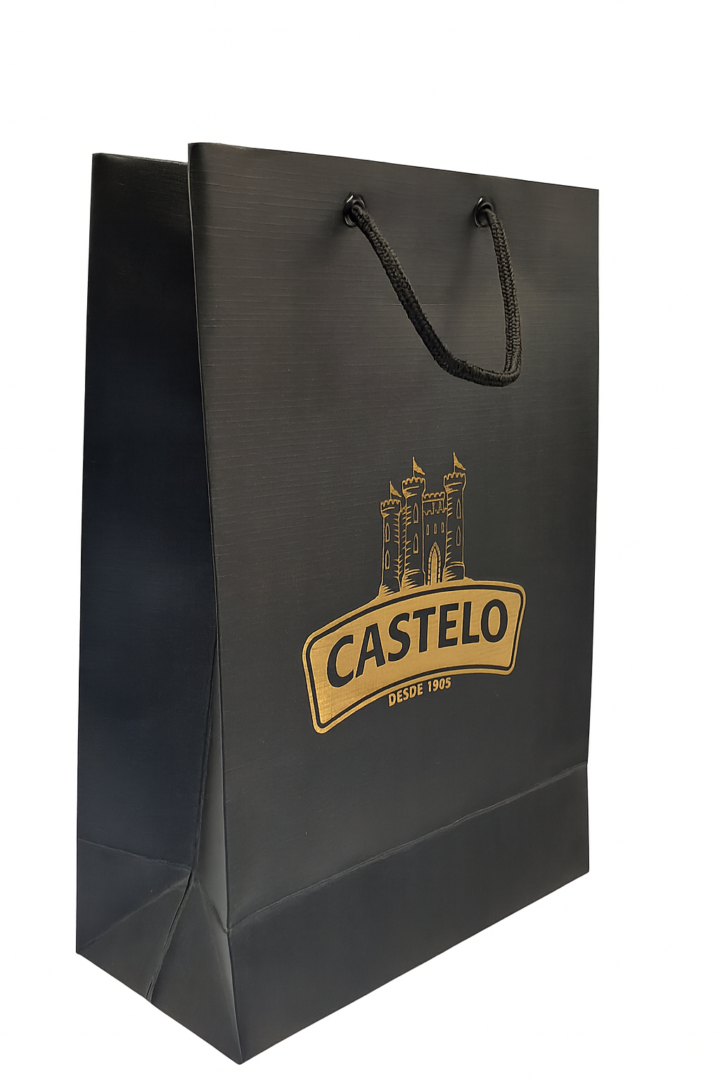 Exemplo de sacola de papel duplex, material encorpado e ideal para produtos pesados.