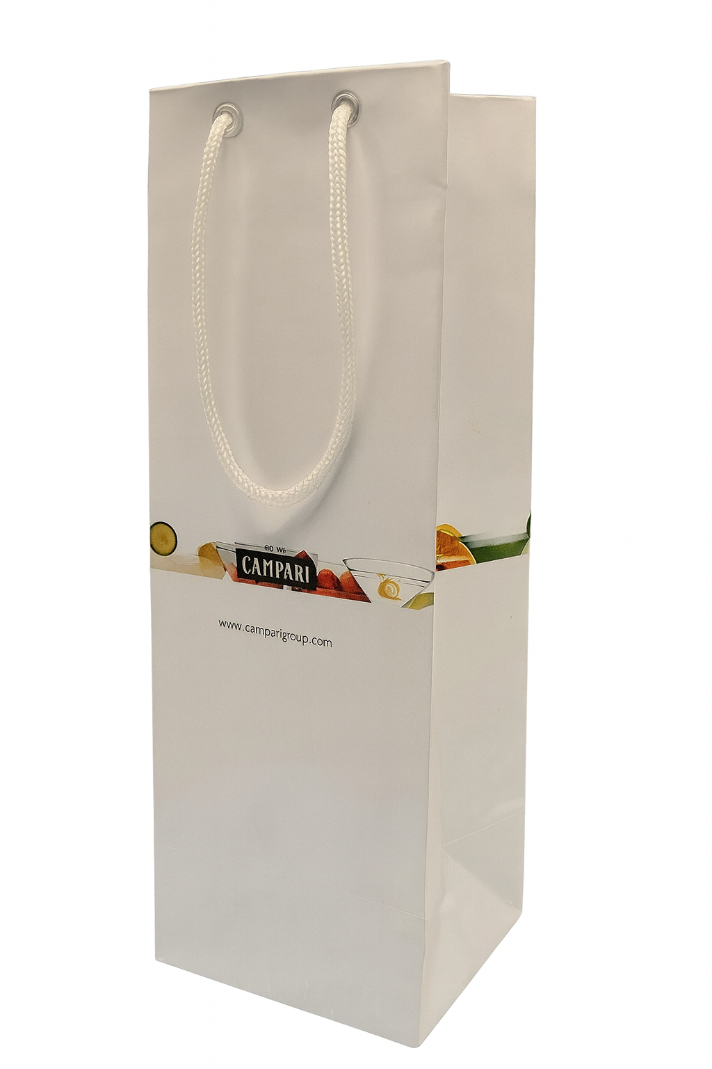 Exemplo de sacola de papel offset com impressão de alta qualidade e cores vivas.