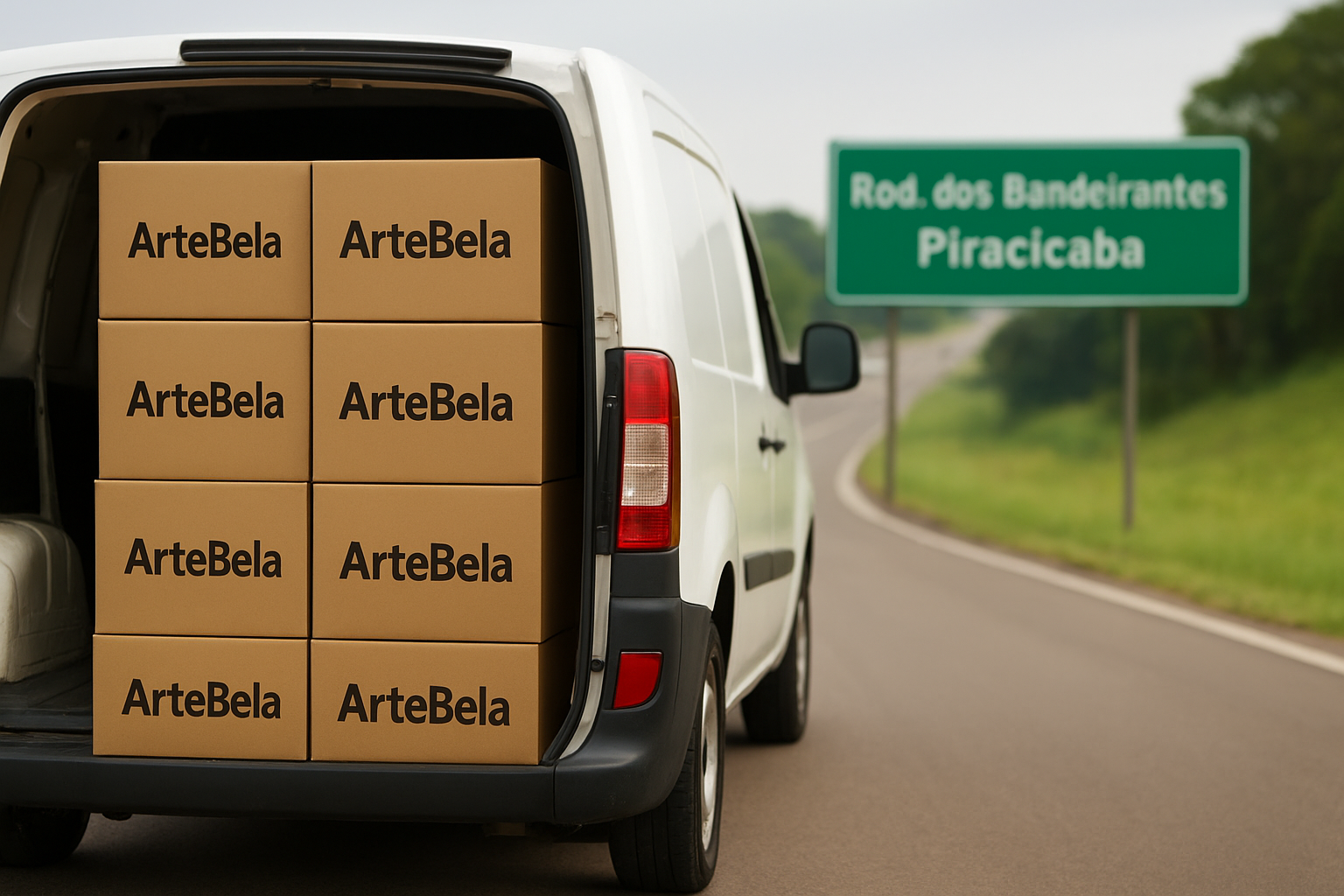 Logística ágil da ArteBela para entrega de sacolas personalizadas em Piracicaba via Rodovia dos Bandeirantes.