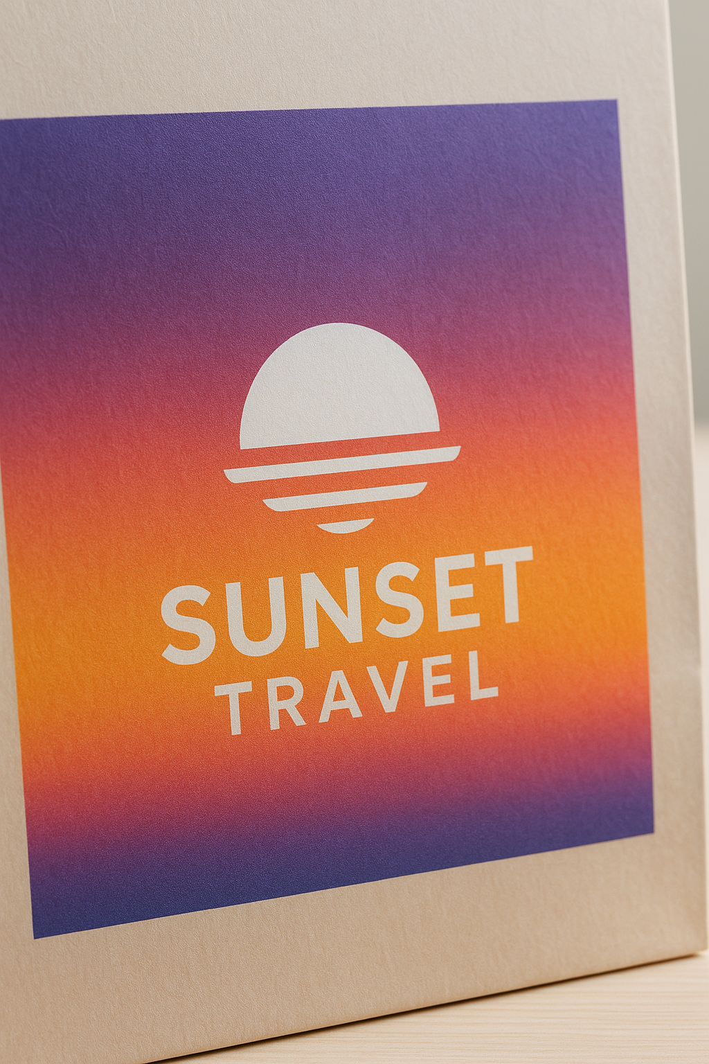 Sacola de papel para agência de turismo com impressão de alta qualidade de uma foto de destino paradisíaco.