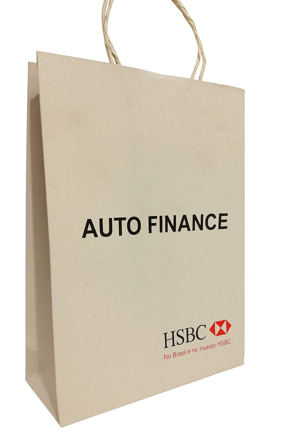 Sacola de papel em kraft branco com logo colorido, mostrando versatilidade