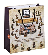 Sacola de papel duplex encorpado com acabamento branco liso.