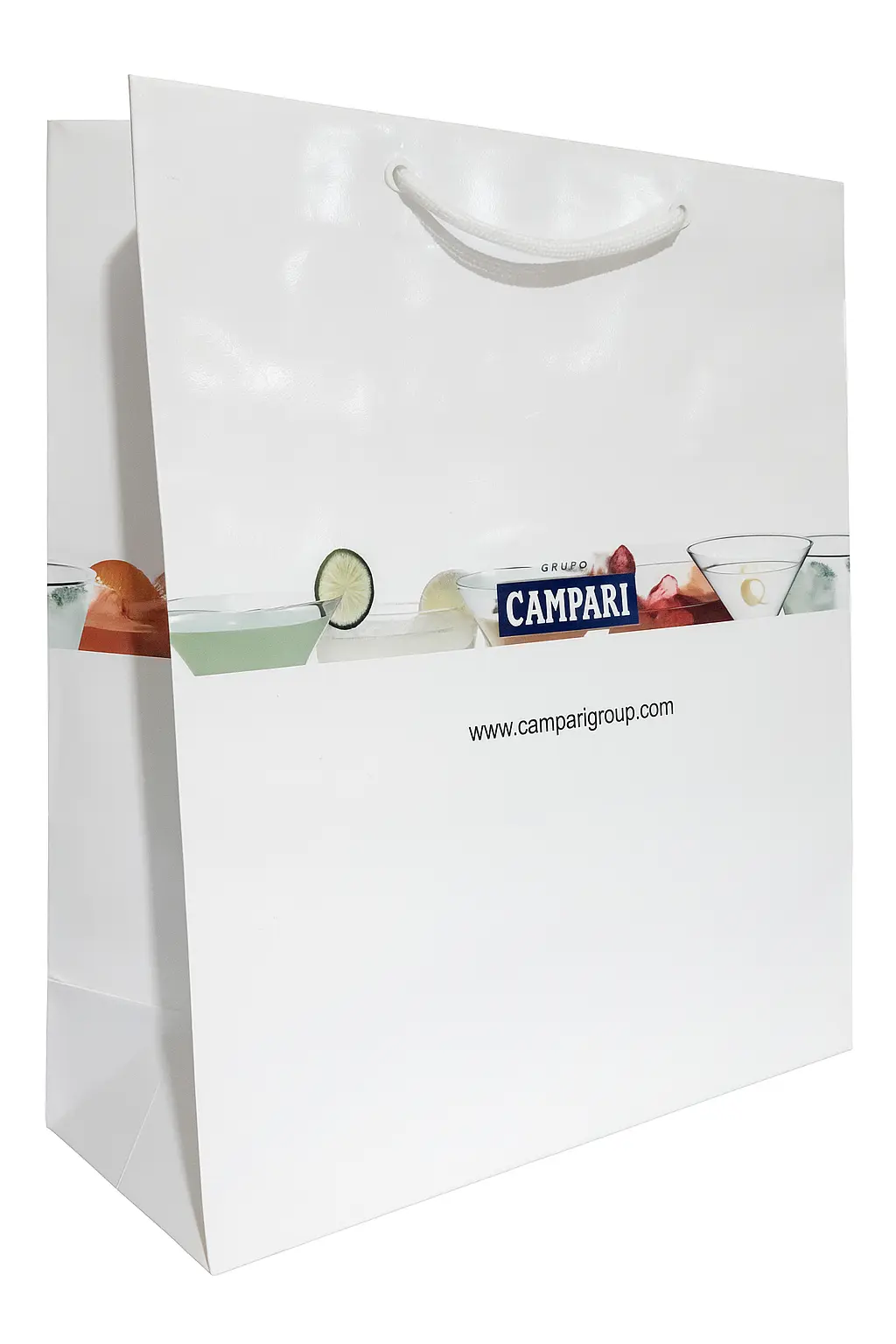 Sacola de papel duplex reforçada para duas garrafas de vinho